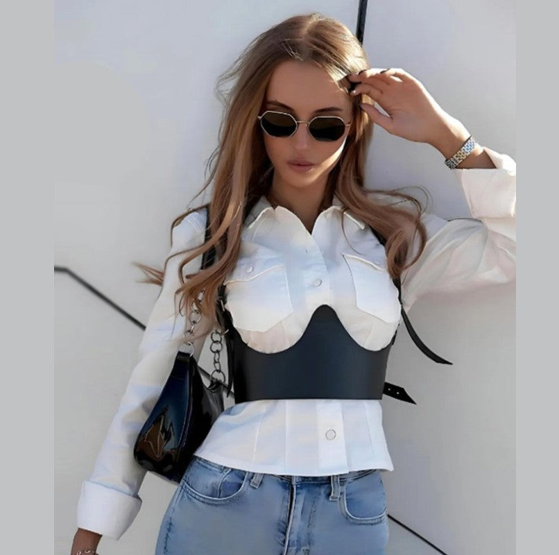 Черен харнес колан - корсет с регулируеми презрамки LT-3489