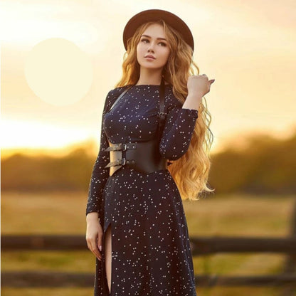 Черен харнес колан от еко кожа LT-3491