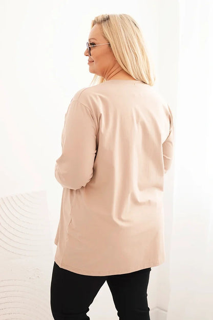 Дамска блуза с V-образно деколте и дълги ръкави