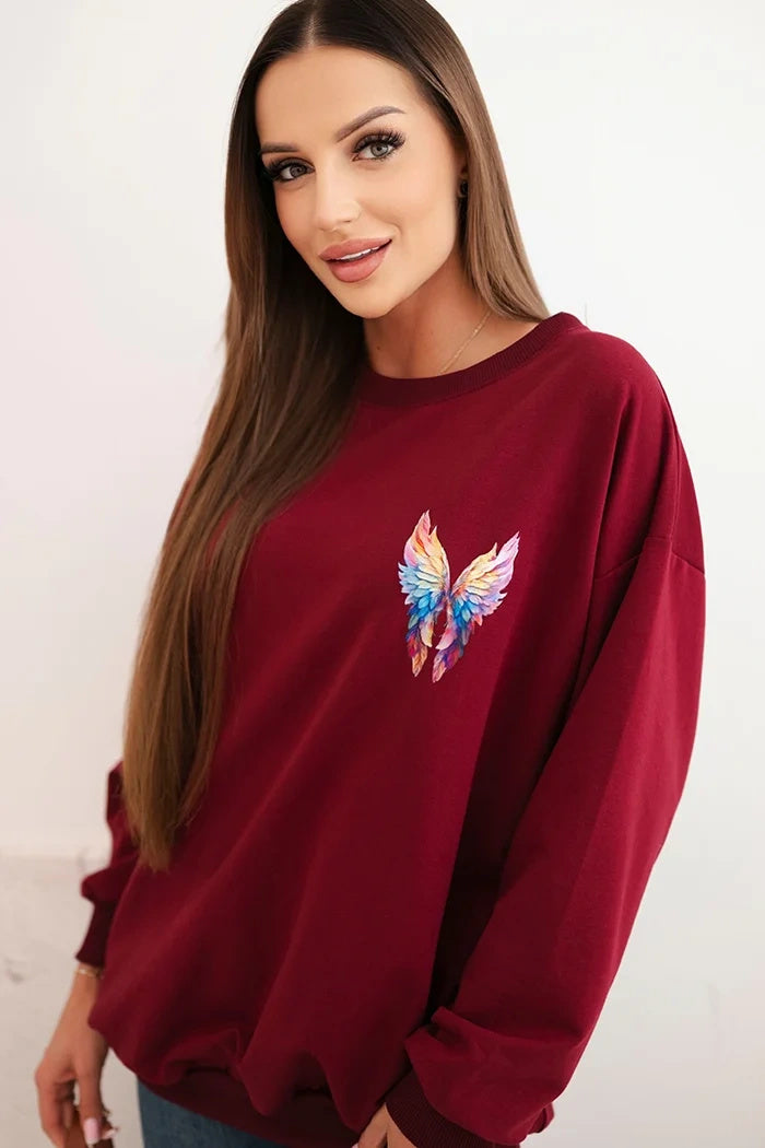 Оверсайз памучен суитшърт с цветни криле