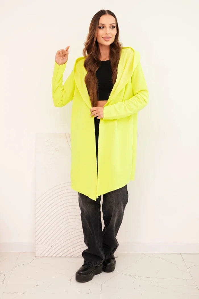 Памучно дамско суичър яке с удълженпреден и качулка