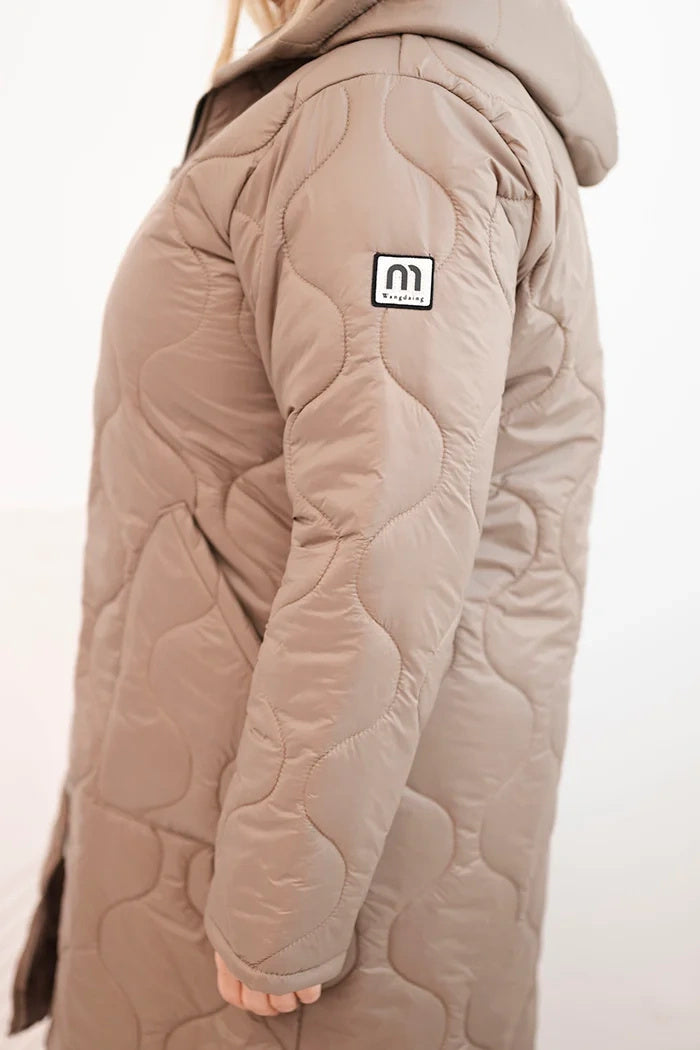 Women's winter quilted Plus Size jacket with a hood red