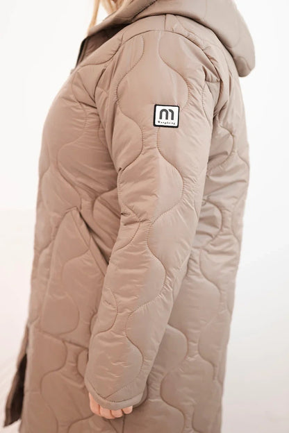 Women's winter quilted Plus Size jacket with a hood red