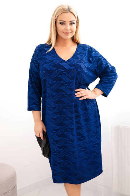 Свободна рокля с V-образно деколте и геометричен принт