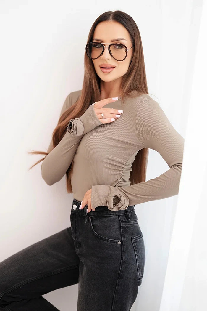 Раиран блузон с прибиране отстрани