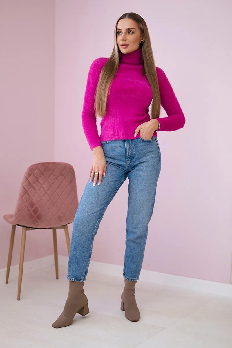 Пуловер с висока яка от алпака F3631