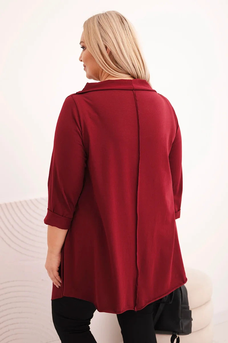 Асиметрична блуза Plus Size с навити ръкави