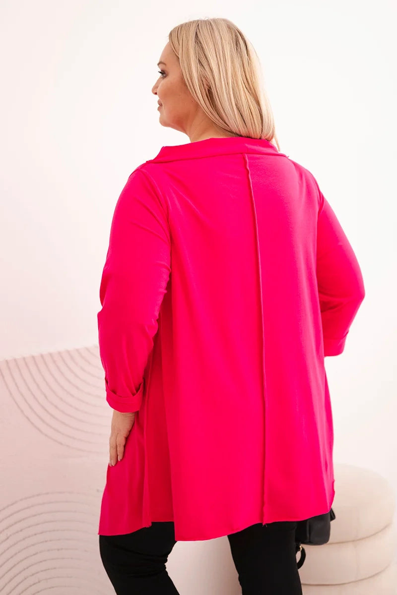 Асиметрична блуза Plus Size с навити ръкави