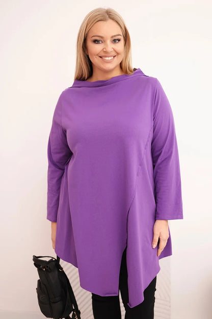 Асиметрична блуза Plus Size с навити ръкави