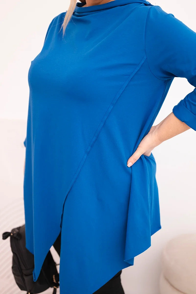 Асиметрична блуза Plus Size с навити ръкави