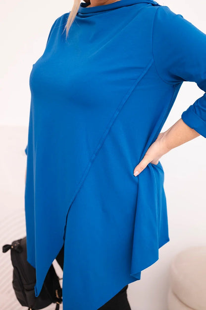 Асиметрична блуза Plus Size с навити ръкави