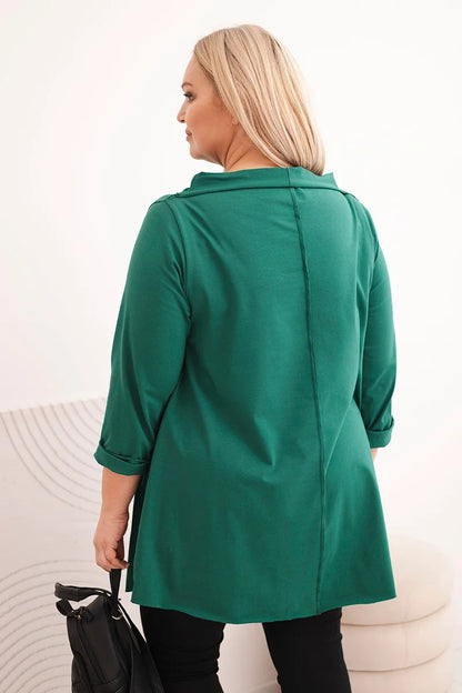 Асиметрична блуза Plus Size с навити ръкави