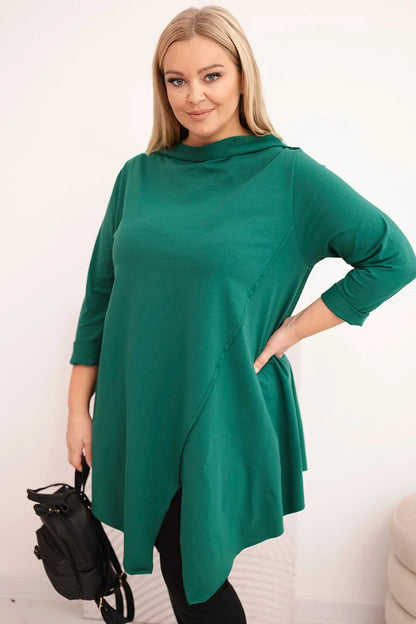 Асиметрична блуза Plus Size с навити ръкави