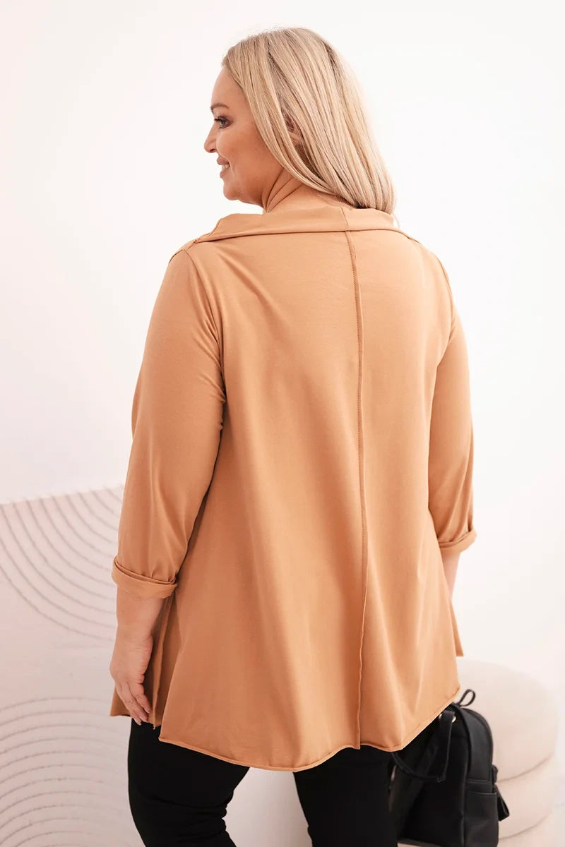 Асиметрична блуза Plus Size с навити ръкави