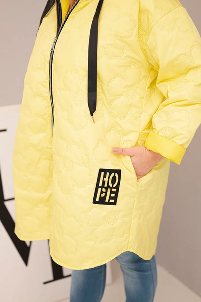 Стегано яке с качулка и надпис HOPE
