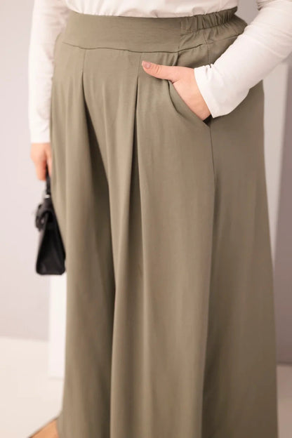 Широки памучни панталони с ластичен колан