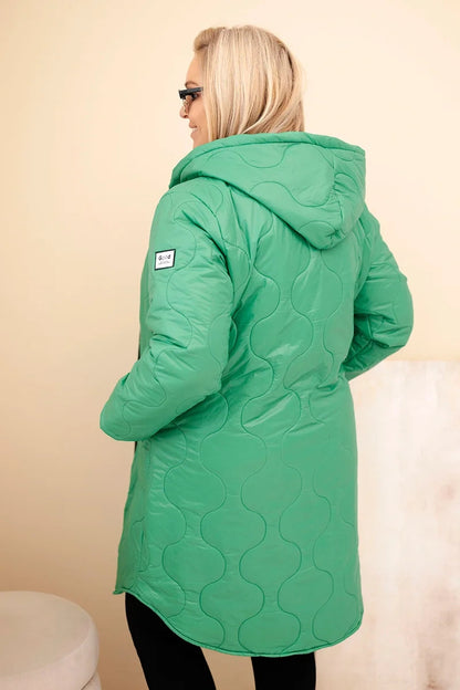 Women's winter quilted Plus Size jacket with a hood red