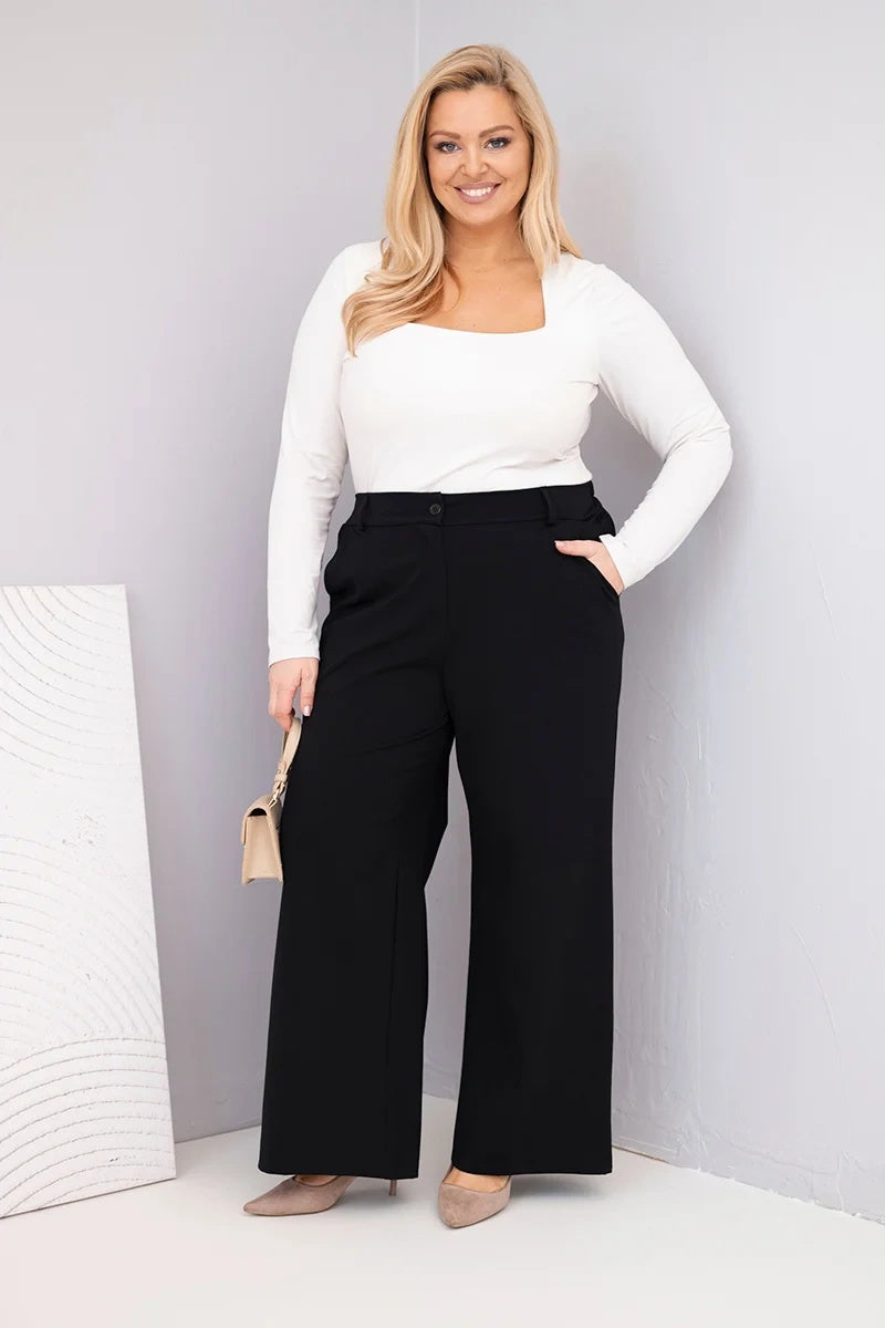 Панталон с широки крачоли и висока талия