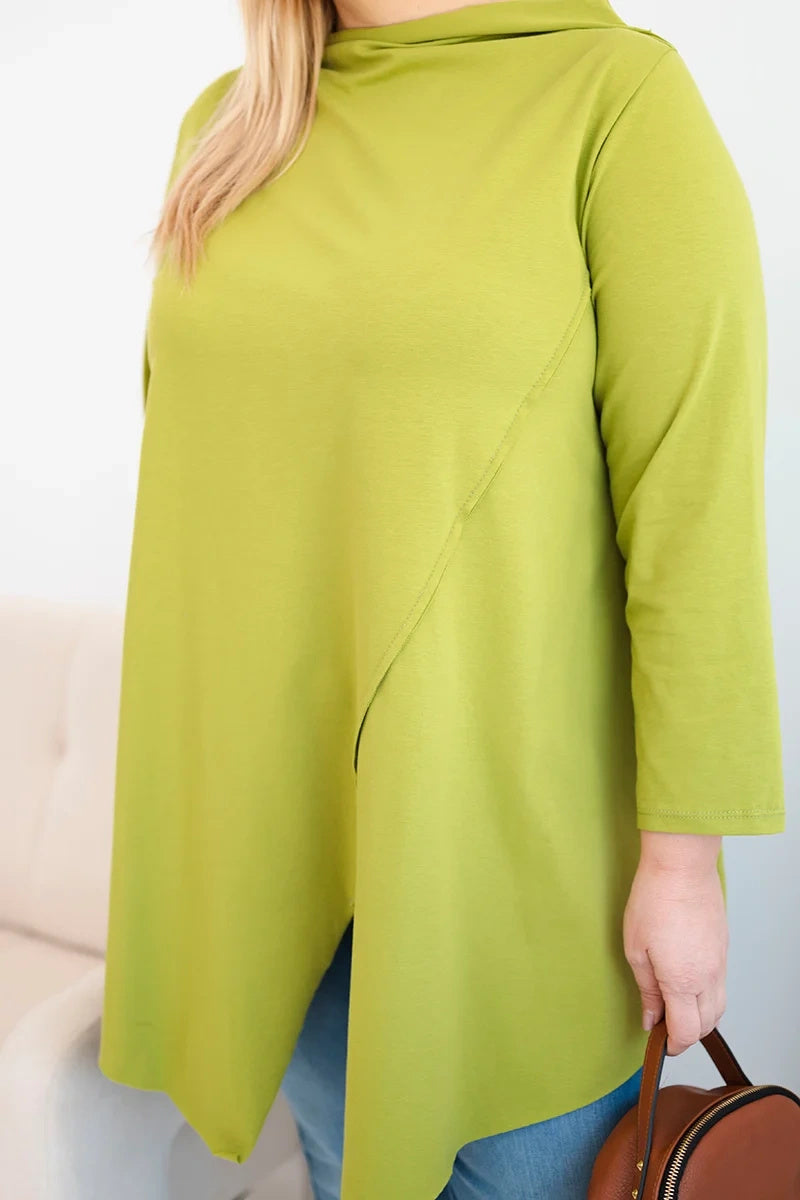 Асиметрична блуза Plus Size с навити ръкави