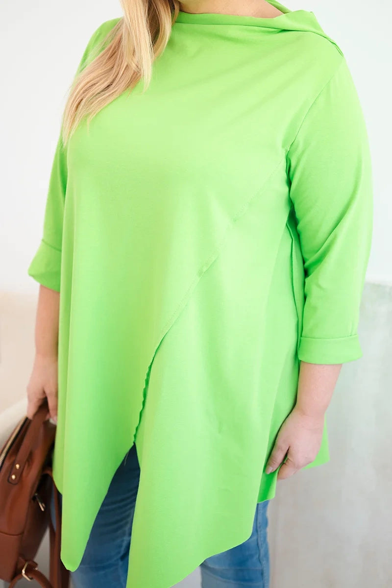 Асиметрична блуза Plus Size с навити ръкави