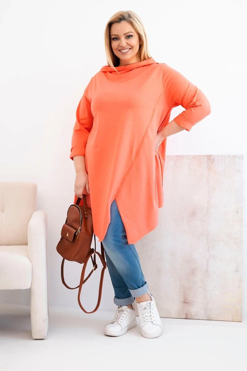 Асиметрична блуза Plus Size с навити ръкави