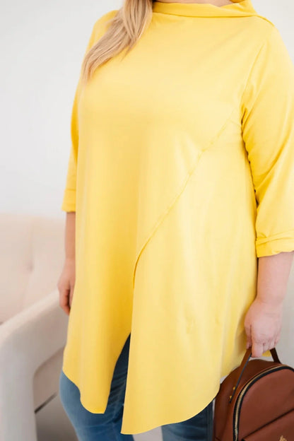 Асиметрична блуза Plus Size с навити ръкави
