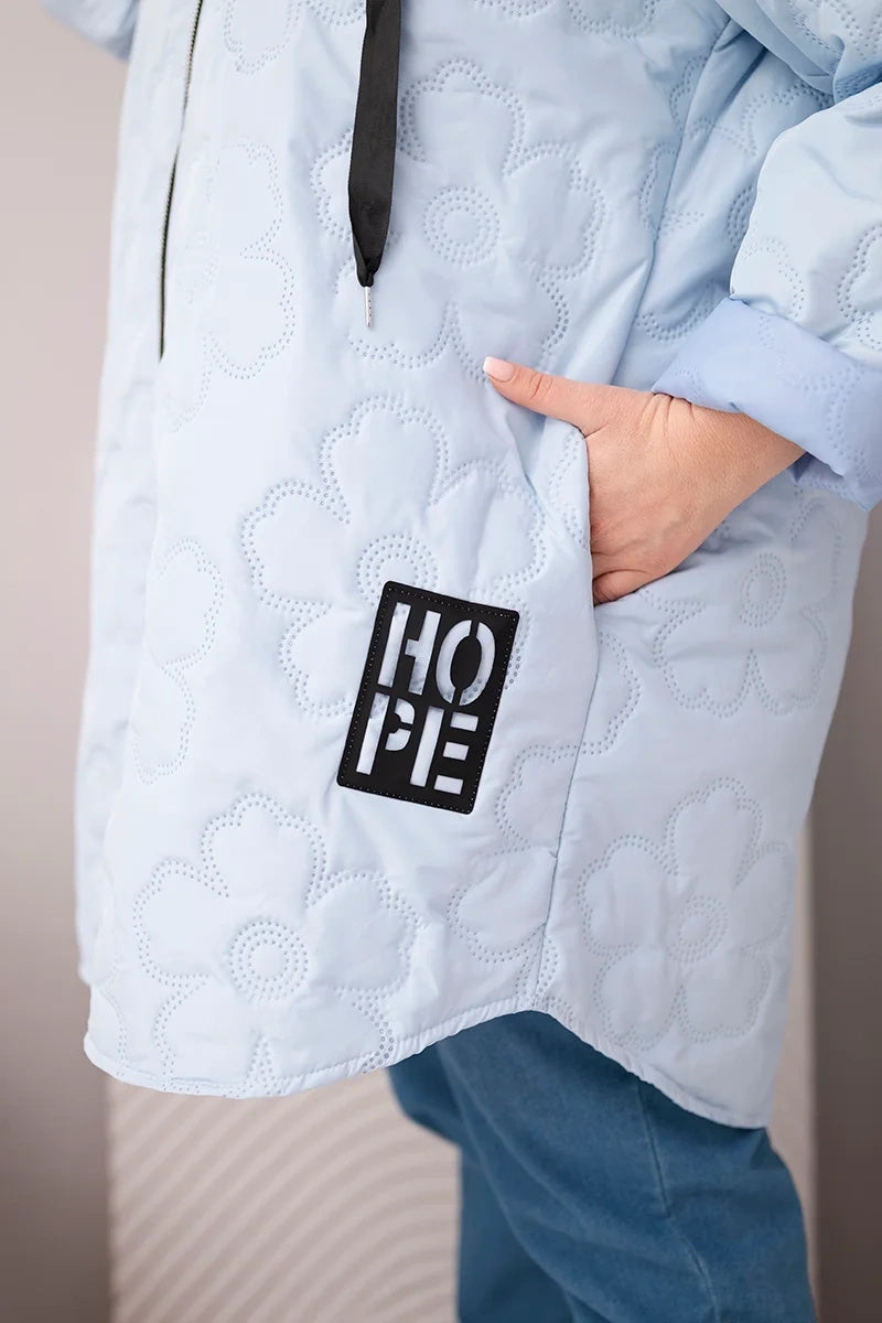 Стегано яке с качулка и надпис HOPE