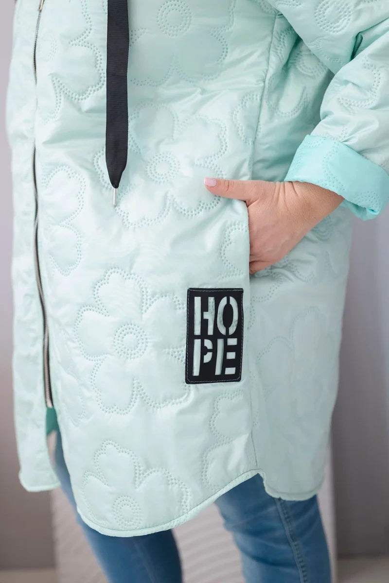 Стегано яке с качулка и надпис HOPE