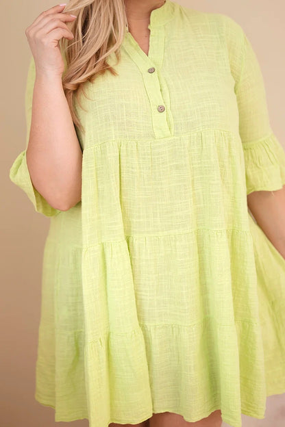 Памучна рокля с волани за плюс размер