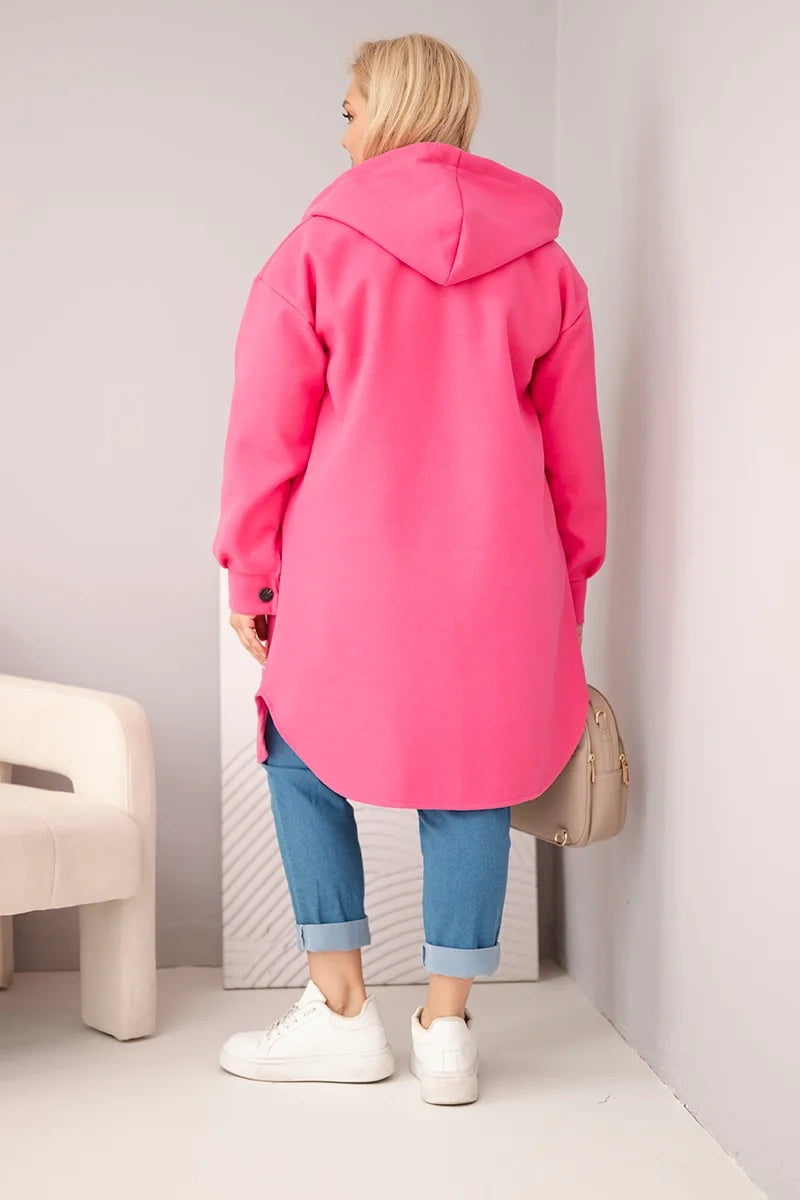 Дамско палто с качулка и копчета
