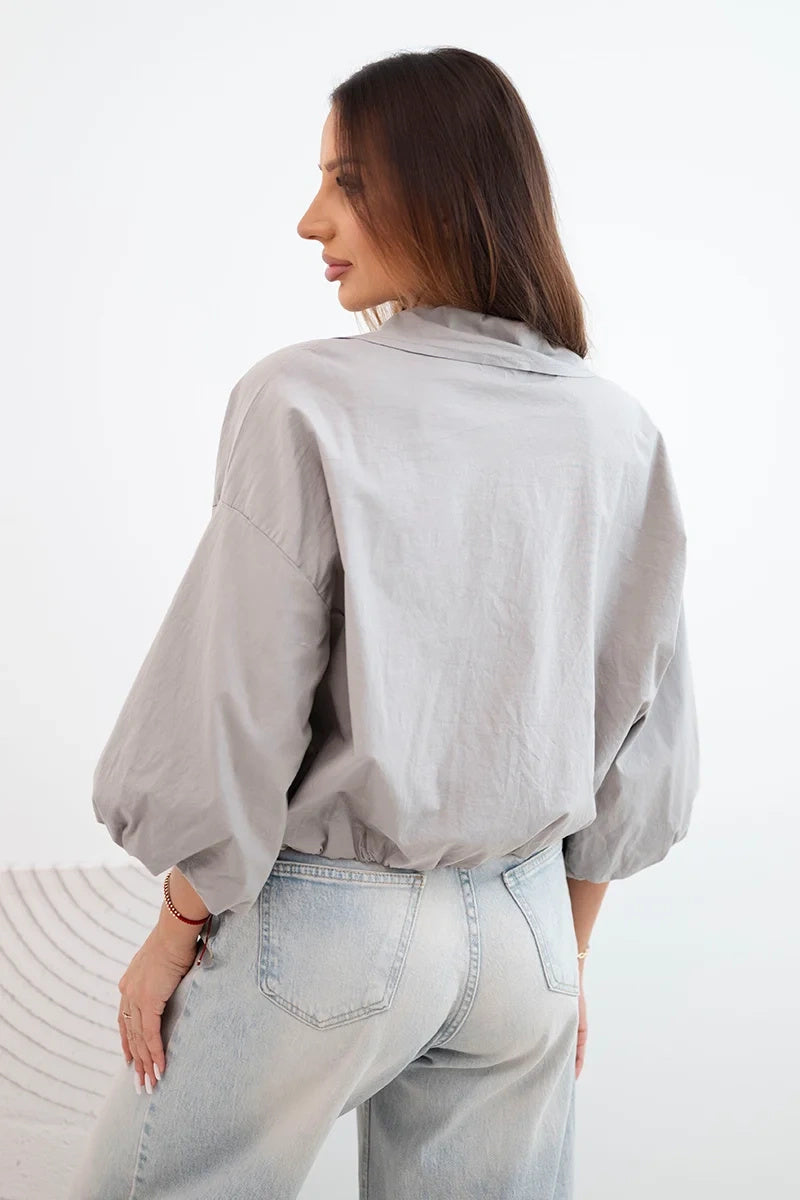 Дамско бомбър яке от памук с цип
