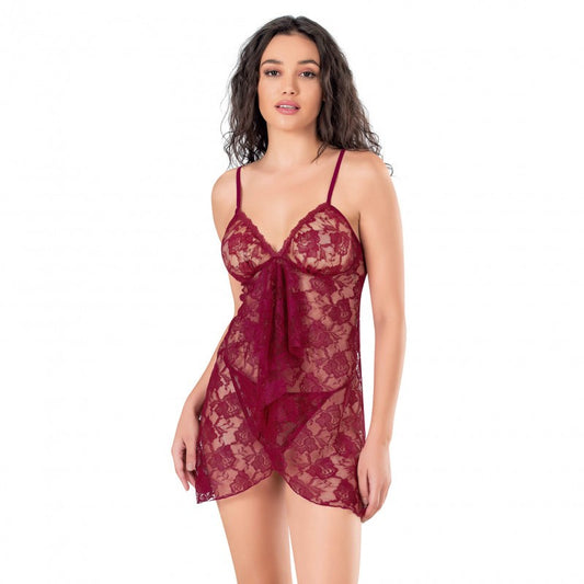 Прозрачна babydoll дантелена нощница с прашки 4116