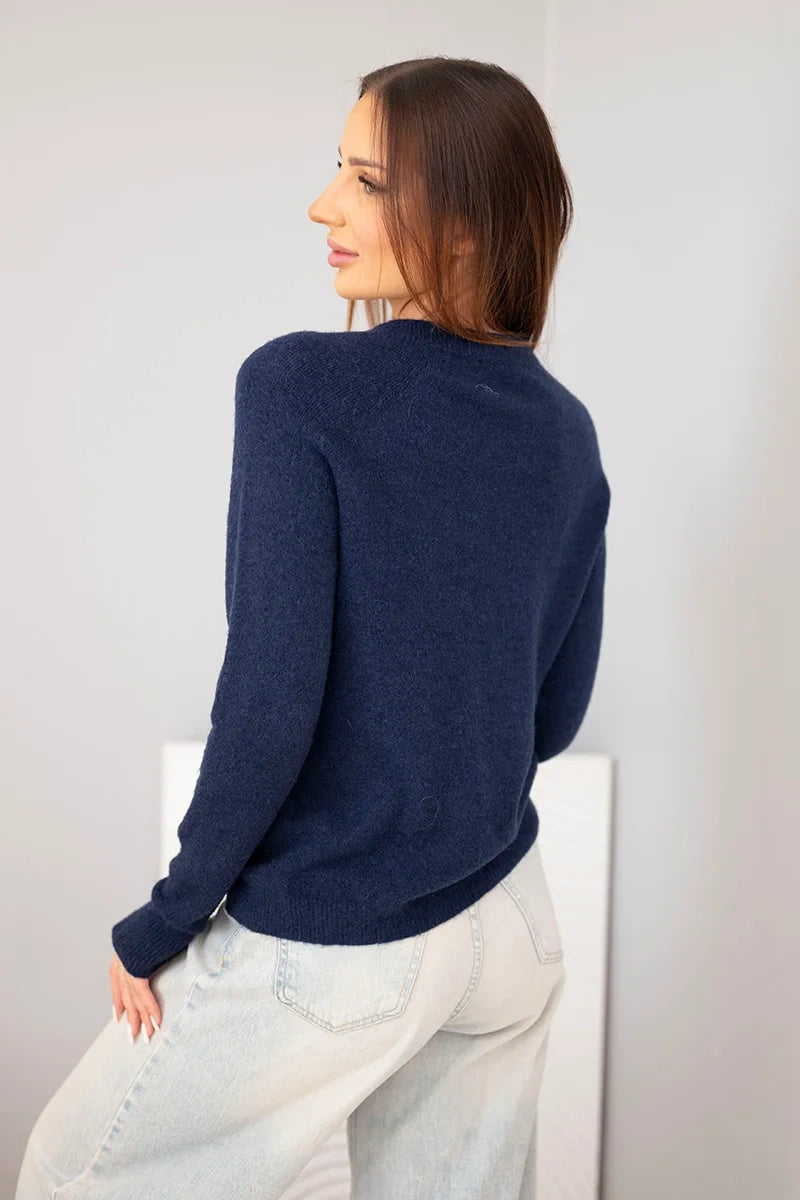 Пуловер с дълги ръкави и кръгло деколте