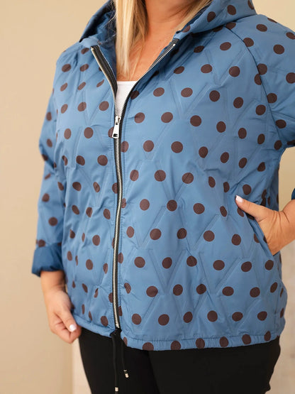 Дамско яке с точки и качулка