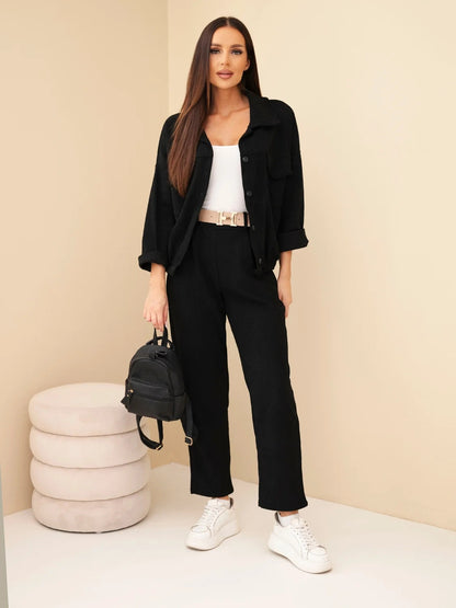 Комплект от рипсено кадифе с яке и панталон