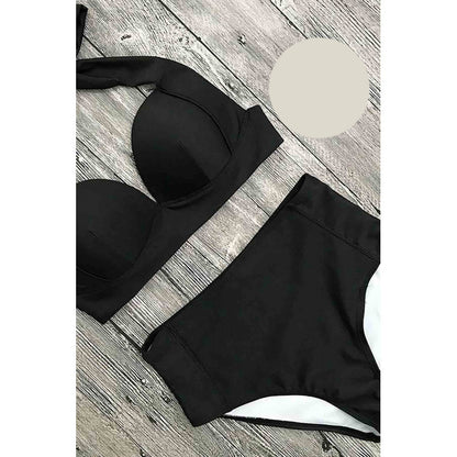 Черен бански с оформена чаша и бикини 4204