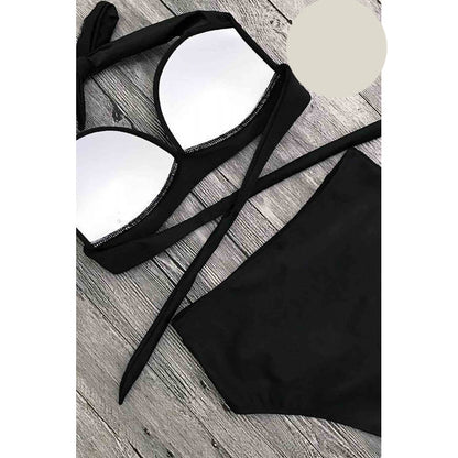 Черен бански с оформена чаша и бикини 4204