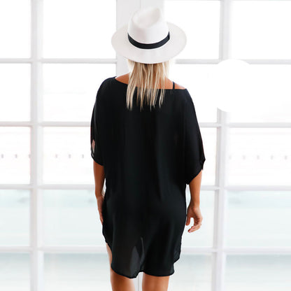 Ефирно парео с паднало рамо и v-образно деколте MS-42155