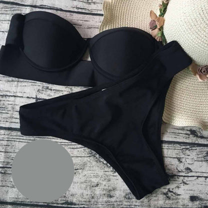 Черен бански с push up ефект и бразилиани 4266