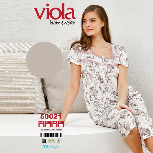 Пижама от блуза с къс ръкав и 7/8 бермуди 50021