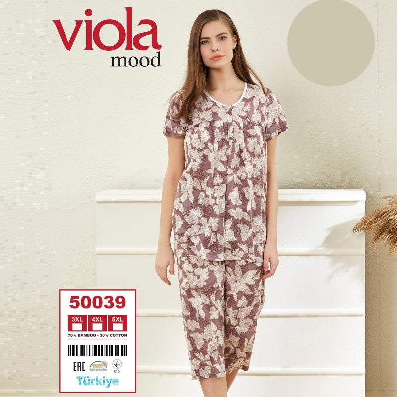 Пижама с къс ръкав и 3/4 бермуди 50039