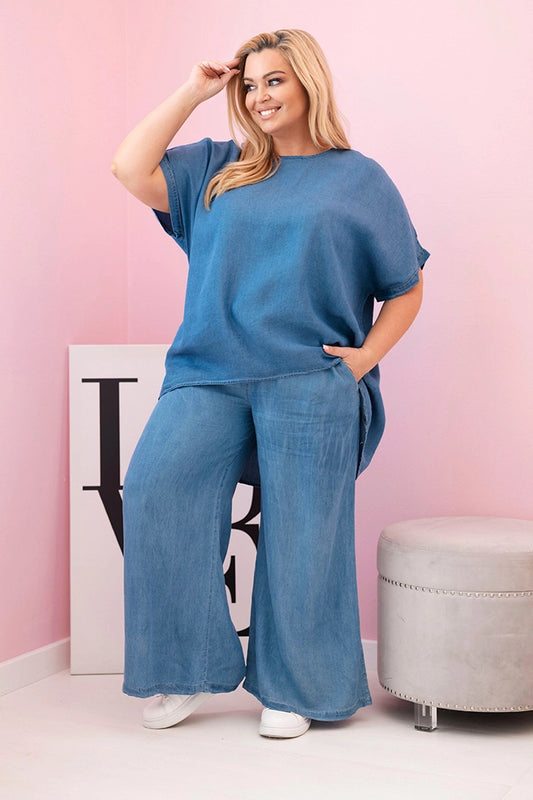 Комплект за жени Plus Size, изработен от блузка и панталон 51013