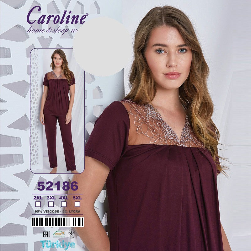 Дамска макси пижама с къс ръкав и панталон CA-52186