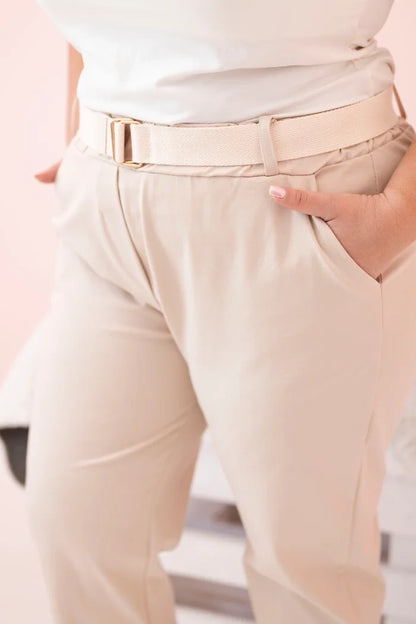 Дамски памучен панталон големи размери с колан ART52293-4