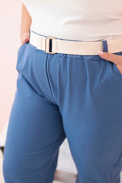 Дамски памучен панталон големи размери с колан ART52293-4