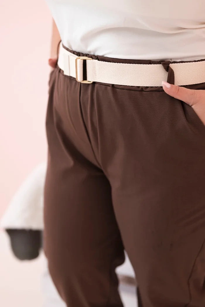 Дамски памучен панталон големи размери с колан ART52293-4