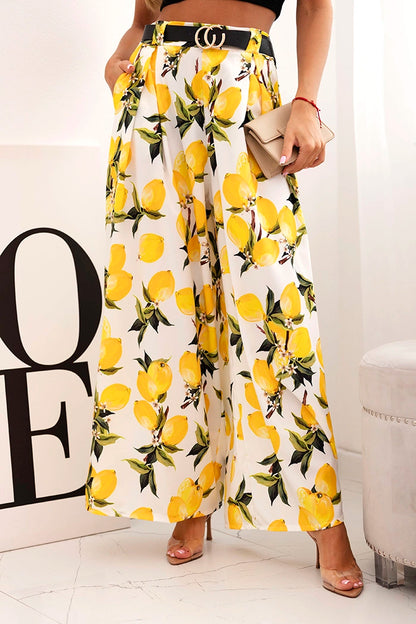 Дамски вискозен панталон с лимонов десен ART5259-2