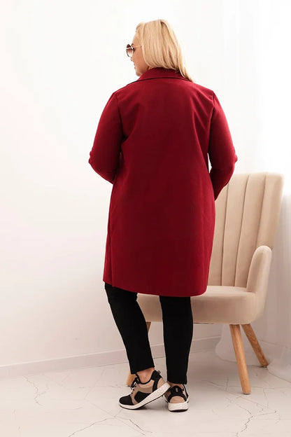 Елегантно дамско палто Plus Size с яка и големи джобове 5274