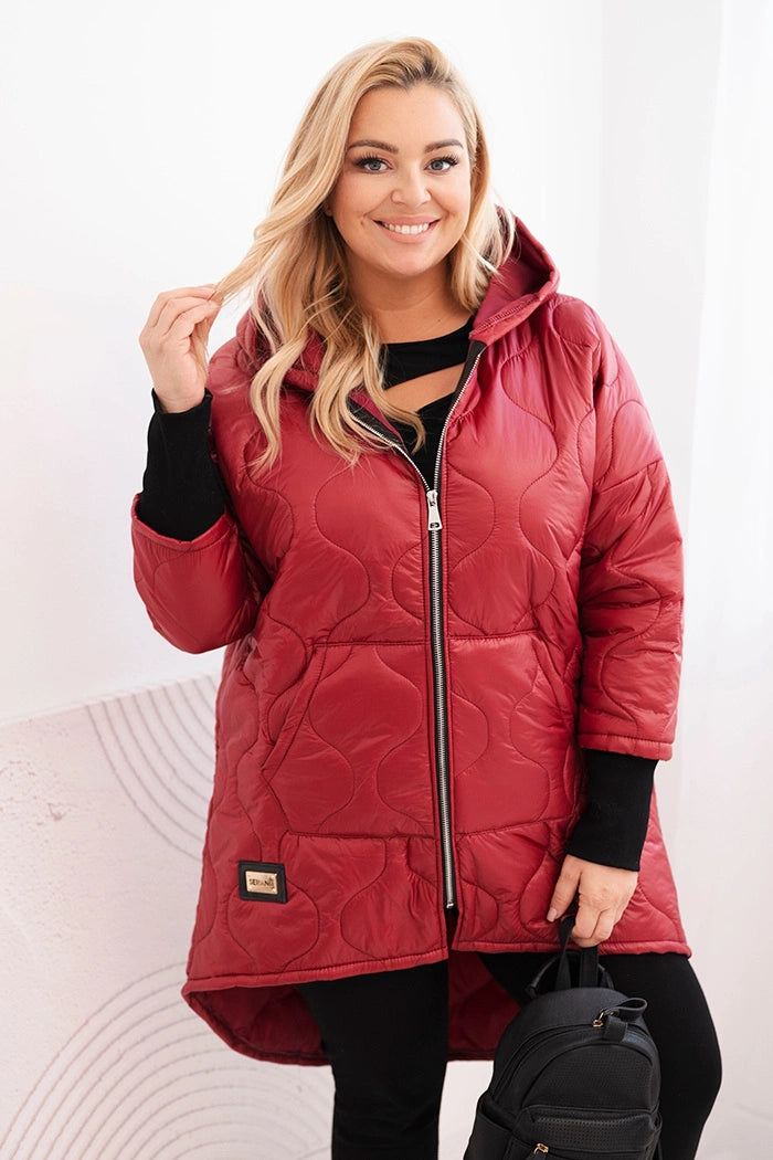 Дамско зимно ватирано яке с качулка, големи размери 5419