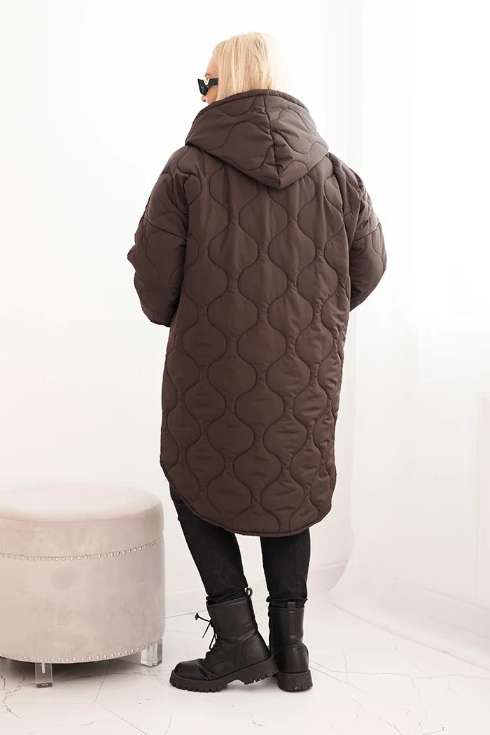 Дамско зимно ватирано яке с качулка, големи размери 5419